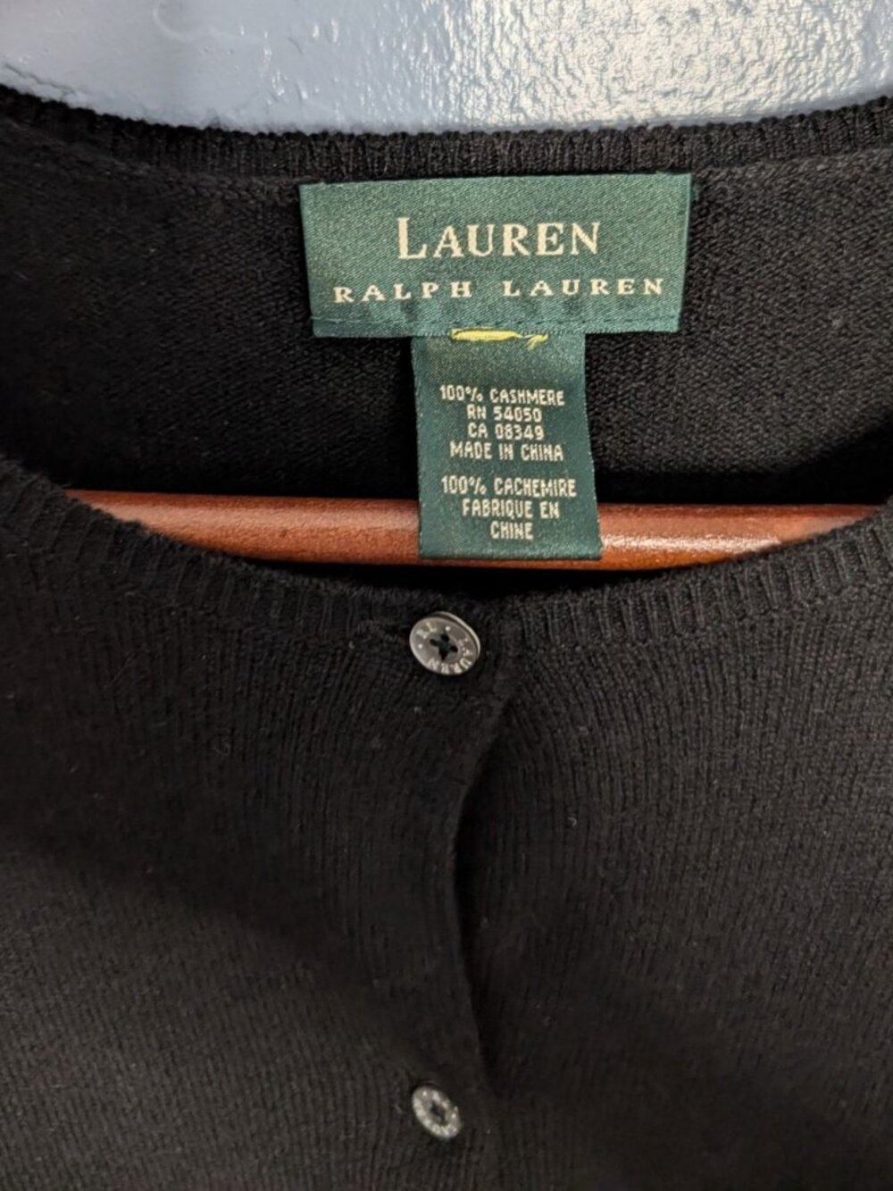 Lauren Ralph Lauren Womens Black 100% Cashmere Crewneck Button-Up Cardigan Sweat - Picture 3 of 15
